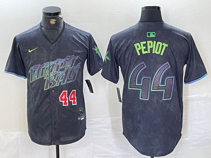 Men Tampa Bay Rays #44 Pepiot Black City Edition Nike 2024 MLB Jersey style 3